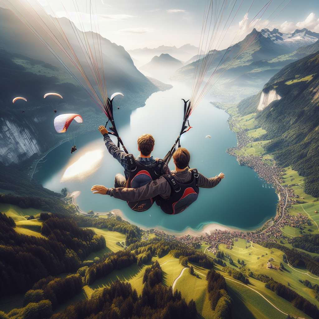Paar Gleitschirmflug Emmetten Nidwalden ✓
